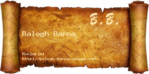 Balogh Barna névjegykártya